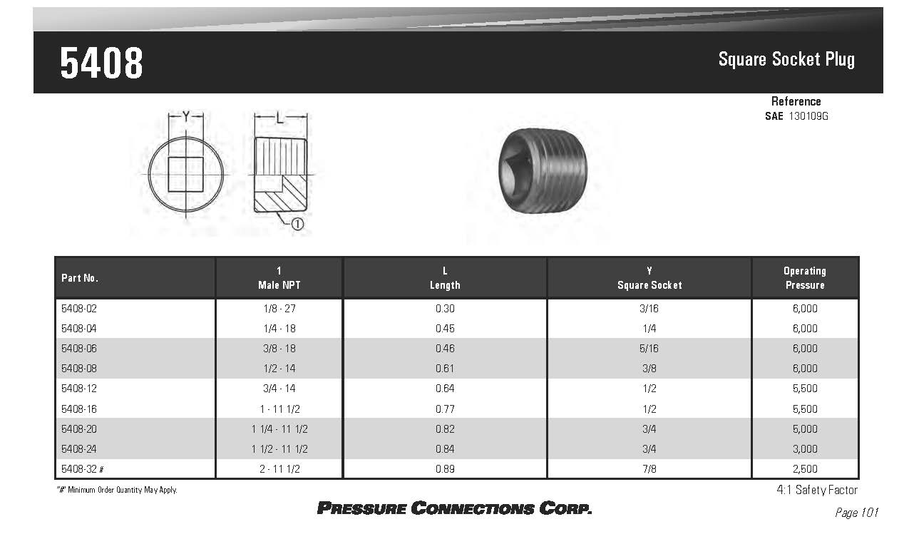 Square Socket Pipe Plug Steel 5408 16