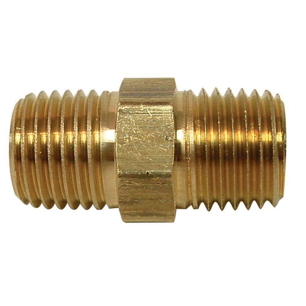 Anderson Metals Brass Pipe Fitting, Hex Nipple, 1 x 1 Male Pipe,06122-16